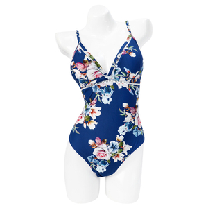  Summer Swimwear Beachwear Halter Sexy Swimwear Women Flower Printed Swimming One Piece Suit