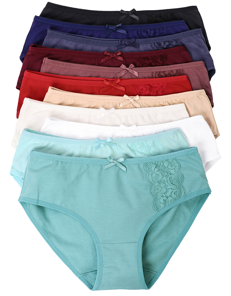 Lace Soft Pure Cotton Lingerie Knickers Underwear Mid Waist Briefs