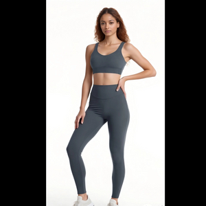 Women's Yoga Outfit - Workout Tank Top with High-Waisted Leggings 