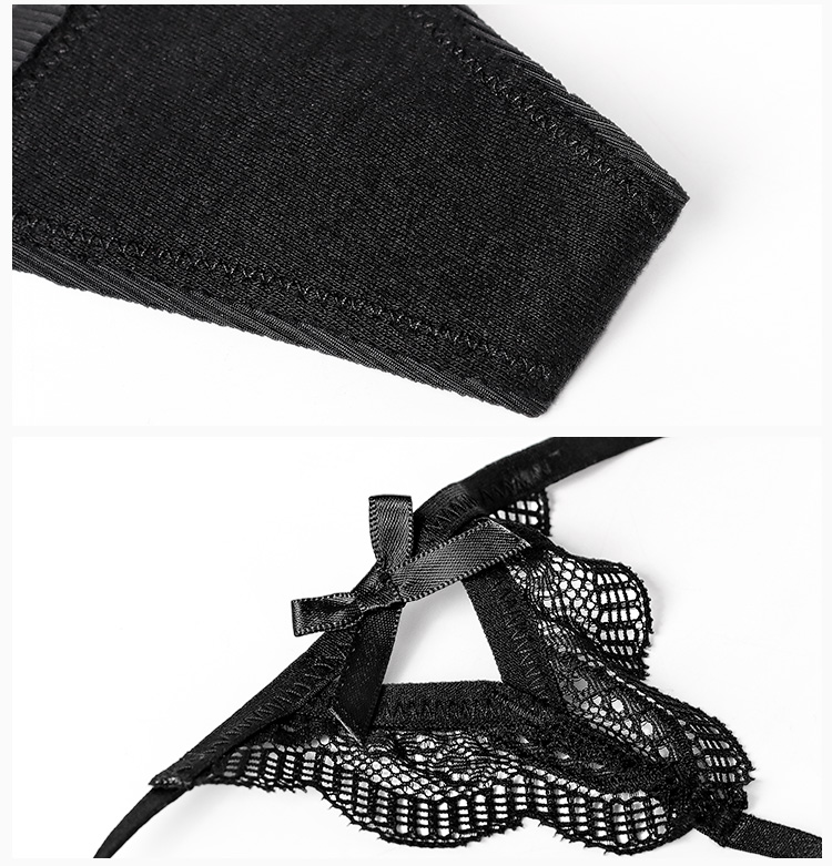 Mid Waist Sexy Lace Transparent G String Seamless Ribbed Thong Panties