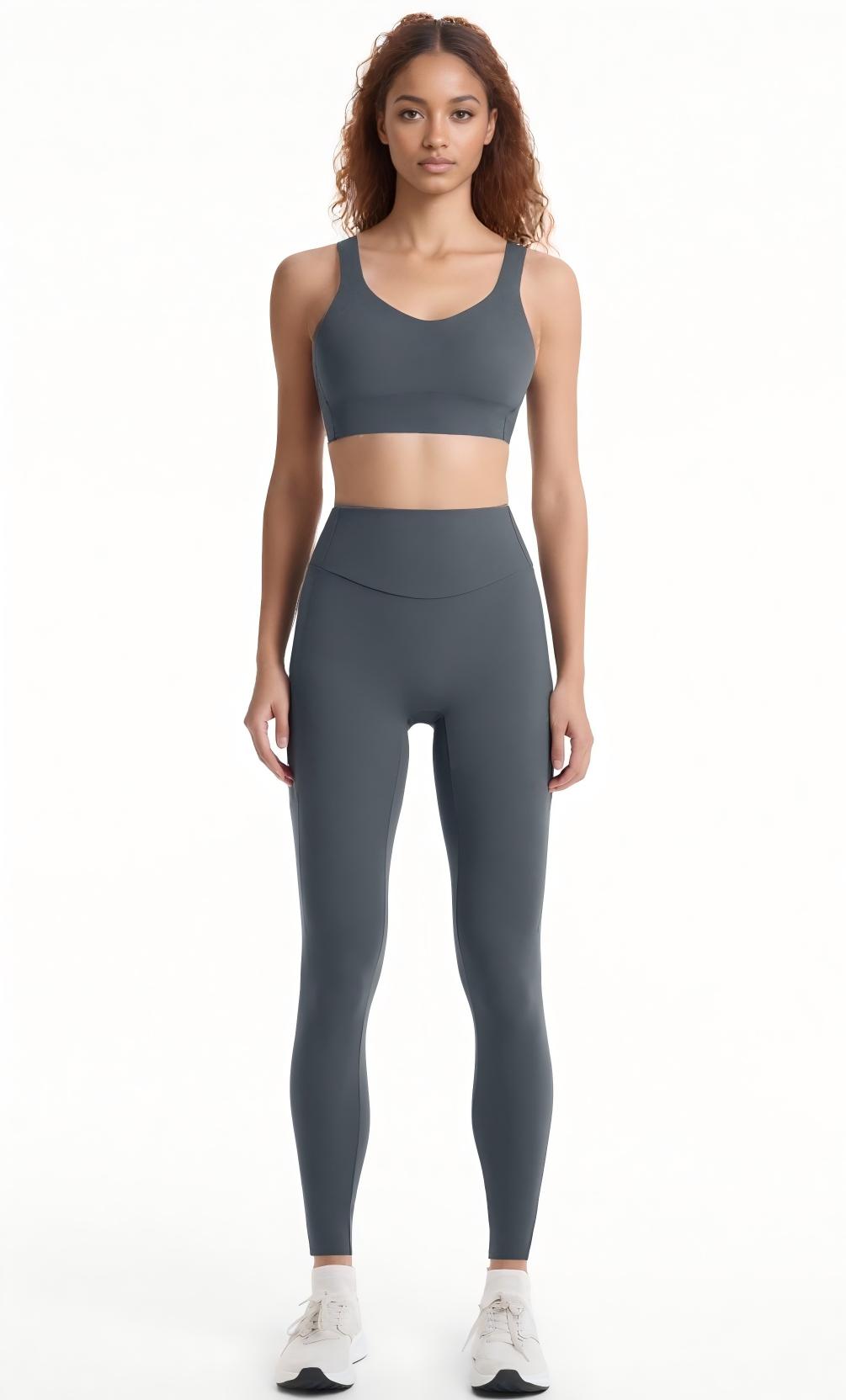 Women's Yoga Outfit - Workout Tank Top with High-Waisted Leggings 
