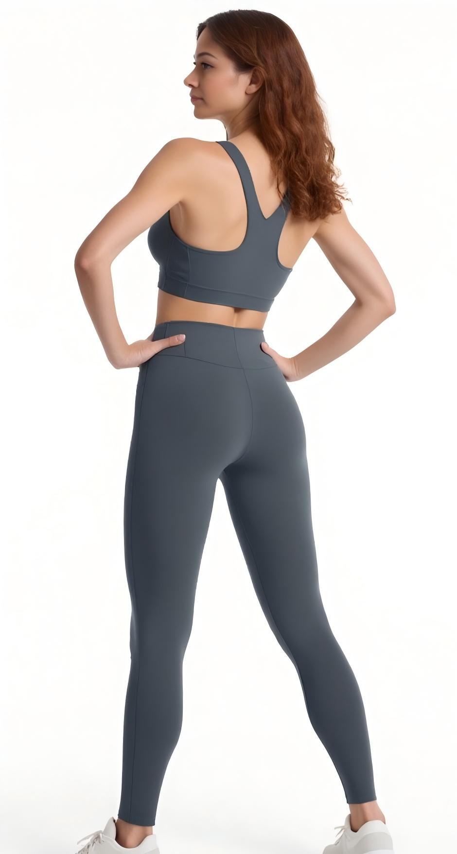 Women's Yoga Outfit - Workout Tank Top with High-Waisted Leggings 